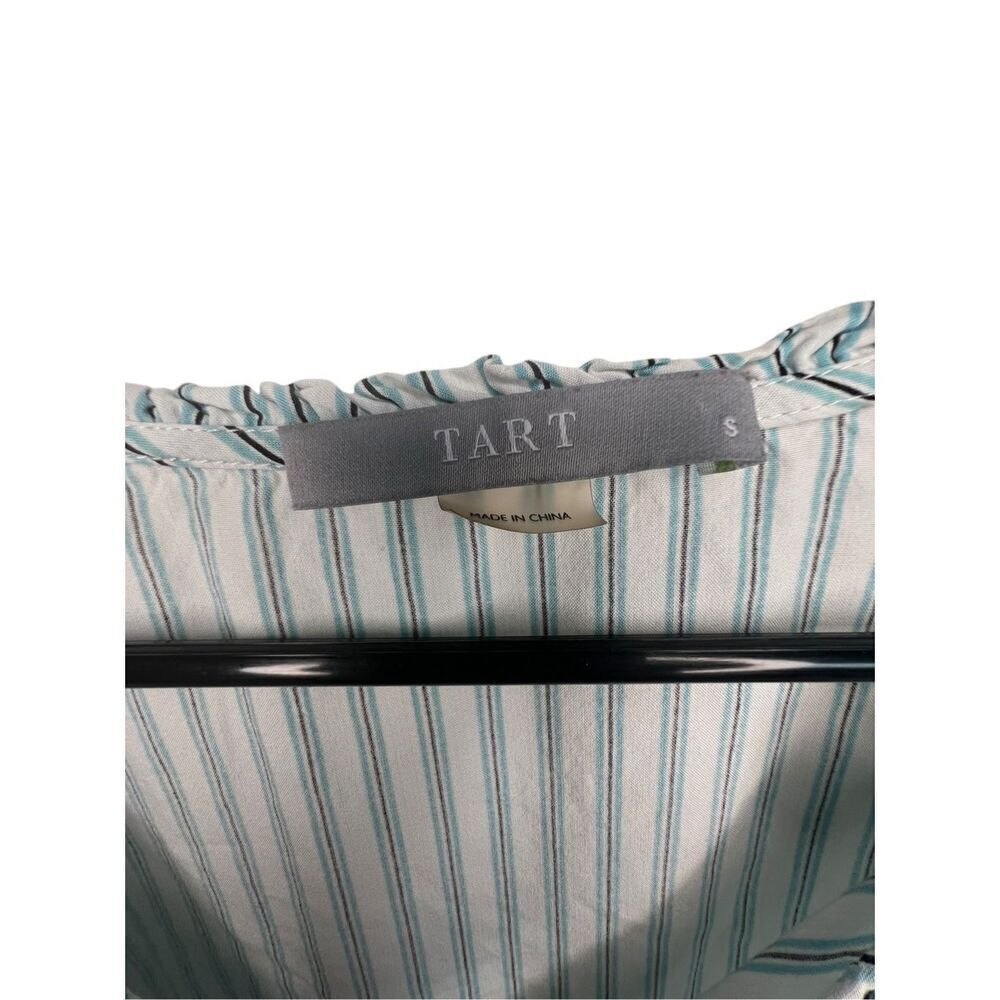 Tart Peplum Blue And White Striped V-Neck Long Sleeve Top - Picture 3 of 5
